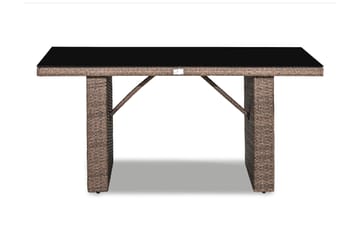James Utebord 85x145 cm – Matbord utomhus i konstrotting med bordsskiva i Glas - Sand Brun - Utemöbler & utemiljö - Utebord & trädgårdsbord - Matbord utomhus