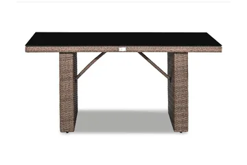 James Utebord 85x145 cm – Matbord utomhus i konstrotting med bordsskiva i Glas - Sand Brun - Utemöbler & utemiljö - Utebord & trädgårdsbord - Matbord utomhus
