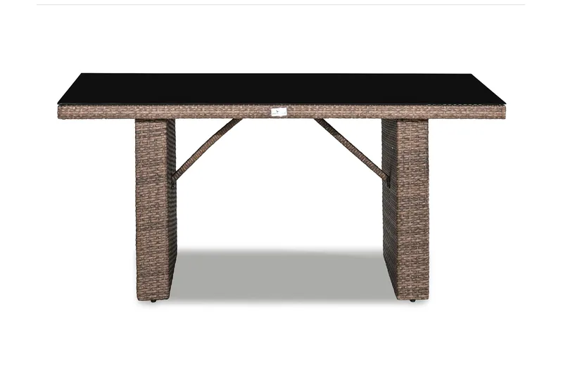 James Utebord 85x145 cm – Matbord utomhus i konstrotting med bordsskiva i Glas - Sand Brun - Utemöbler & utemiljö - Utebord & trädgårdsbord - Matbord utomhus