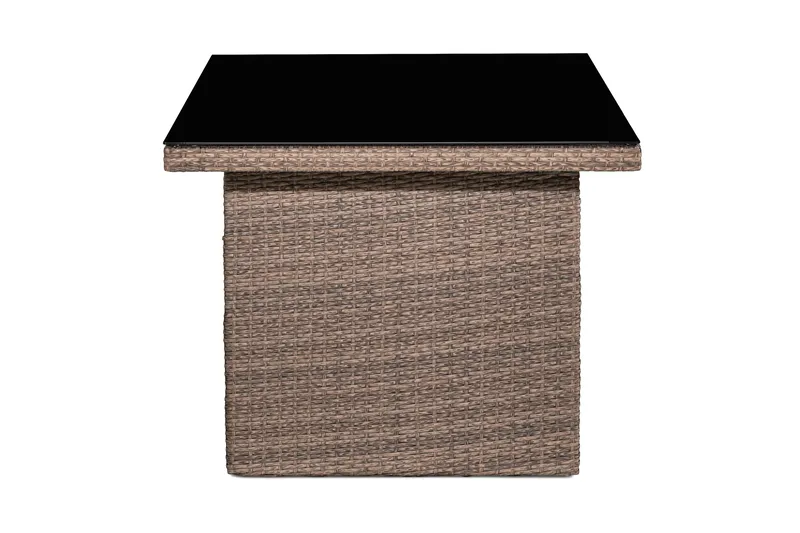 James Utebord 85x145 cm – Matbord utomhus i konstrotting med bordsskiva i Glas - Sand Brun - Utemöbler & utemiljö - Utebord & trädgårdsbord - Matbord utomhus