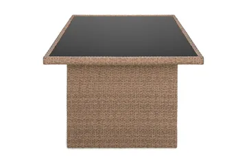 James Utebord 85x145 cm – Matbord utomhus i konstrotting med bordsskiva i Glas - Sand / Svart - Utemöbler & utemiljö - Utebord & trädgårdsbord - Matbord utomhus