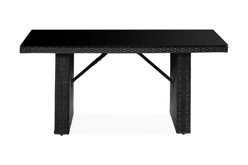 James Utebord 85x145 cm – Matbord utomhus i konstrotting med bordsskiva i Glas - Svart - Utemöbler & utemiljö - Utebord & trädgårdsbord - Matbord utomhus