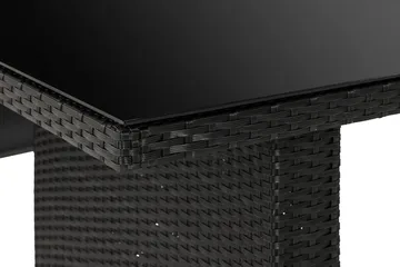 James Utebord 85x145 cm – Matbord utomhus i konstrotting med bordsskiva i Glas - Svart - Utemöbler & utemiljö - Utebord & trädgårdsbord - Matbord utomhus