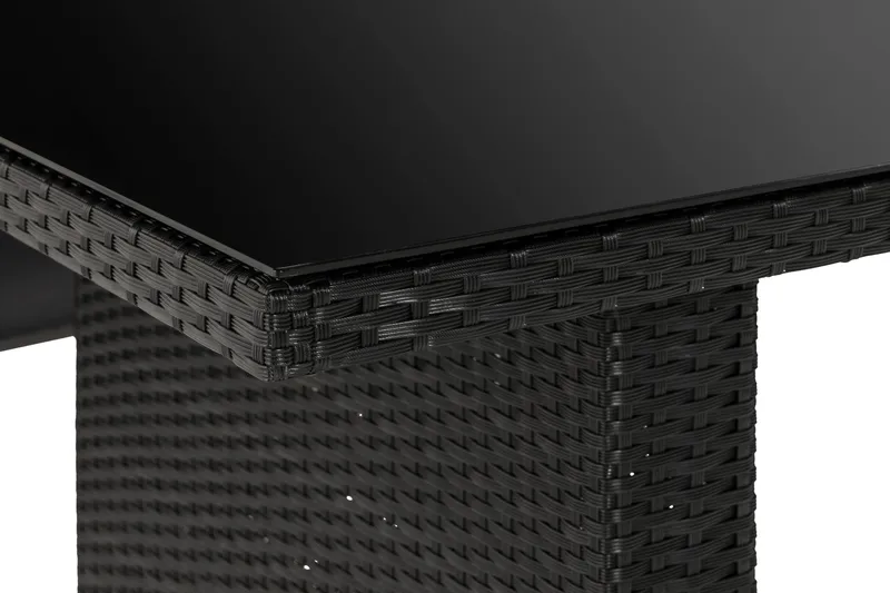 James Utebord 85x145 cm – Matbord utomhus i konstrotting med bordsskiva i Glas - Svart - Utemöbler & utemiljö - Utebord & trädgårdsbord - Matbord utomhus