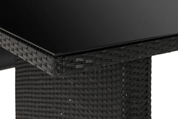 James Utebord 85x145 cm – Matbord utomhus i konstrotting med bordsskiva i Glas - Svart - Utemöbler & utemiljö - Utebord & trädgårdsbord - Matbord utomhus