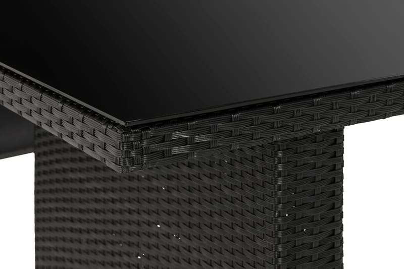 James Utebord 85x145 cm – Matbord utomhus i konstrotting med bordsskiva i Glas - Svart - Utemöbler & utemiljö - Utebord & trädgårdsbord - Matbord utomhus