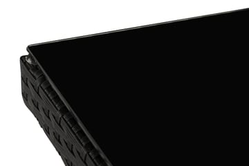 James Utebord 85x145 cm – Matbord utomhus i konstrotting med bordsskiva i Glas - Svart - Utemöbler & utemiljö - Utebord & trädgårdsbord - Matbord utomhus