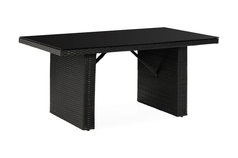 James Utebord 85x145 cm – Matbord utomhus i konstrotting med bordsskiva i Glas, Svart
