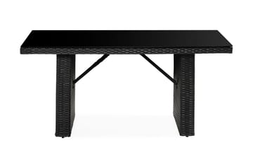James Utebord 85x145 cm – Matbord utomhus i konstrotting med bordsskiva i Glas - Svart - Utemöbler & utemiljö - Utebord & trädgårdsbord - Matbord utomhus