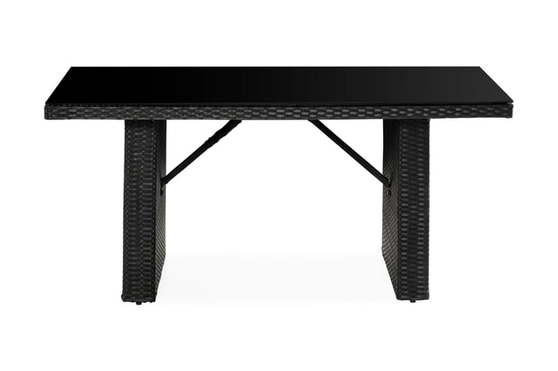 James Utebord 85x145 cm – Matbord utomhus i konstrotting med bordsskiva i Glas - Svart - Utemöbler & utemiljö - Utebord & trädgårdsbord - Matbord utomhus