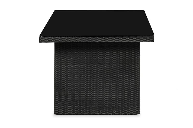 James Utebord 85x145 cm – Matbord utomhus i konstrotting med bordsskiva i Glas - Svart - Utemöbler & utemiljö - Utebord & trädgårdsbord - Matbord utomhus
