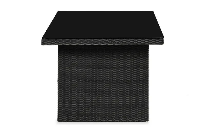James Utebord 85x145 cm – Matbord utomhus i konstrotting med bordsskiva i Glas - Svart - Utemöbler & utemiljö - Utebord & trädgårdsbord - Matbord utomhus