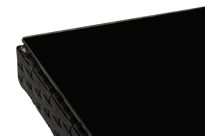 James Utebord 85x145 cm – Matbord utomhus i konstrotting med bordsskiva i Glas - Svart - Utemöbler & utemiljö - Utebord & trädgårdsbord - Matbord utomhus