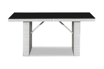 James Utebord 85x145 cm – Matbord utomhus i konstrotting med bordsskiva i Glas - Vit - Utemöbler & utemiljö - Utebord & trädgårdsbord - Matbord utomhus
