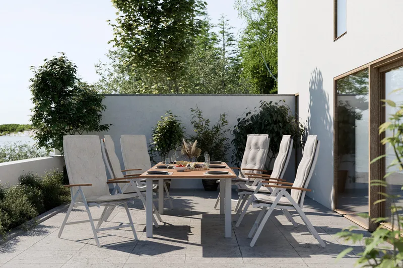 Las Vegas Förlängningsbart Matbord Utomhus 220x280x100 cm - Vit / Natur - Utemöbler & utemiljö - Utebord & trädgårdsbord - Matbord utomhus