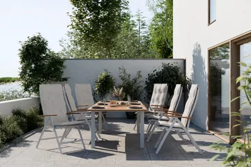 Las Vegas Förlängningsbart Matbord Utomhus 220x280x100 cm - Vit / Natur - Utemöbler & utemiljö - Utebord & trädgårdsbord - Matbord utomhus