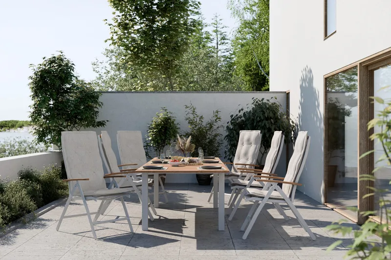 Las Vegas Matbord Utomhus Förlängningsbart 152-210x90 cm - Teak/Vit - Utemöbler & utemiljö - Utebord & trädgårdsbord - Matbord utomhus