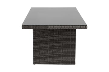 Majestic Matbord Utomhus 210x100 cm – Utebord i konstrotting med bordsskiva i Glas för Trädgård och Altan - Grå - Utemöbler & utemiljö - Utebord & trädgårdsbord - Matbord utomhus