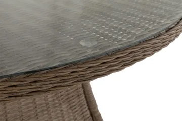 Marcus Stort Runt Matbord Utomhus 140 cm – Utebord i konstrotting med glasskiva för Uteplats och Trädgård - Natur Brun - Utemöbler & utemiljö - Utebord & trädgårdsbord - Matbord utomhus