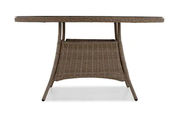 Marcus Stort Runt Matbord Utomhus 140 cm – Utebord i konstrotting med glasskiva för Uteplats och Trädgård - Natur Brun - Utemöbler & utemiljö - Utebord & trädgårdsbord - Matbord utomhus
