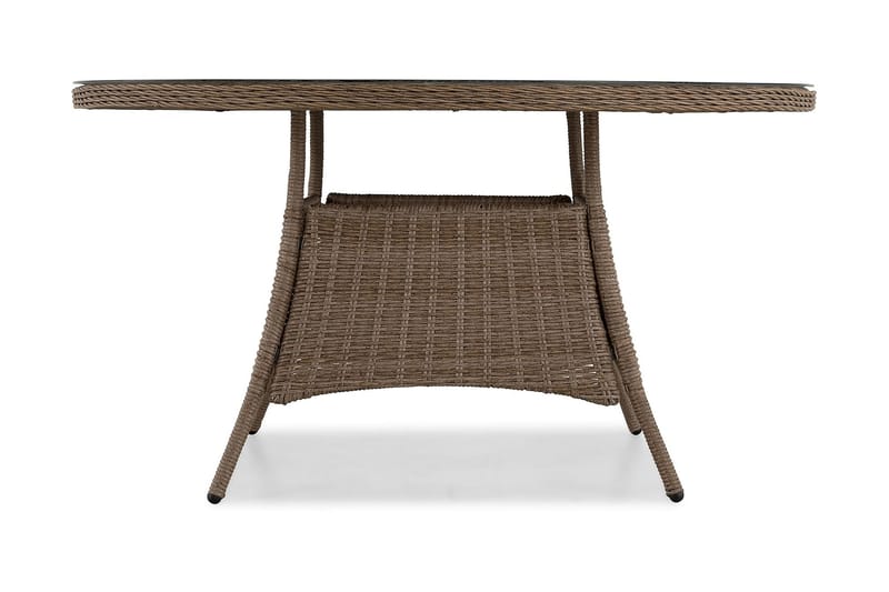 Marcus Stort Runt Matbord Utomhus 140 cm – Utebord i konstrotting med glasskiva för Uteplats och Trädgård - Natur Brun - Utemöbler & utemiljö - Utebord & trädgårdsbord - Matbord utomhus