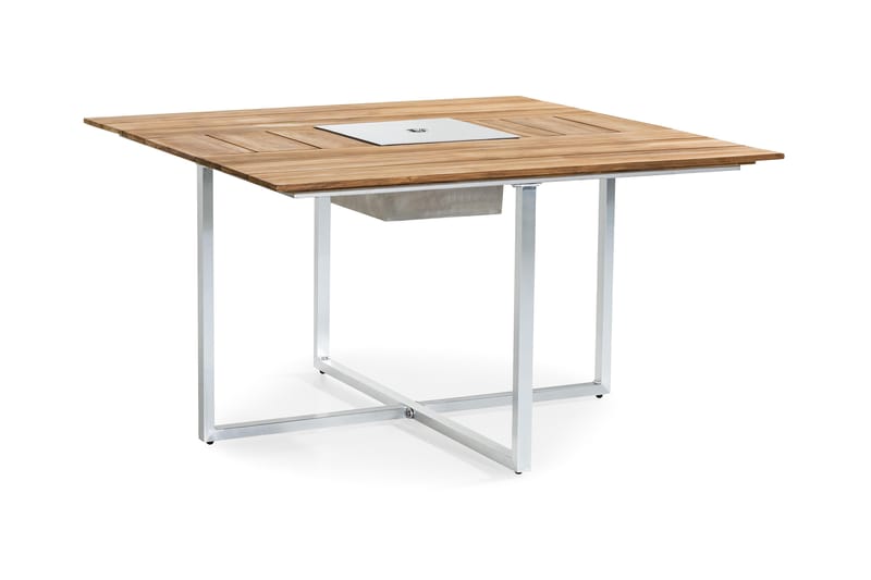 Matbord Båstad 140x140 cm - Teak/Borstad aluminium - Matbord utomhus