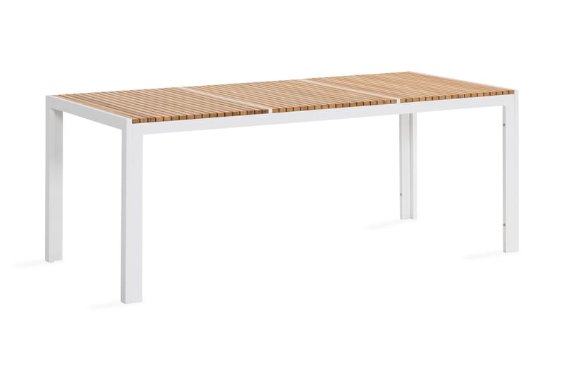 Matbord Barkar 200 cm - Teak/Vit - Matbord utomhus