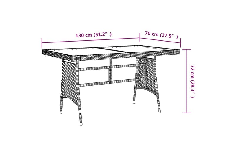 Matbord för trädgård grå 130x70x72cm konstrotting massiv aka - Grå - Matbord utomhus