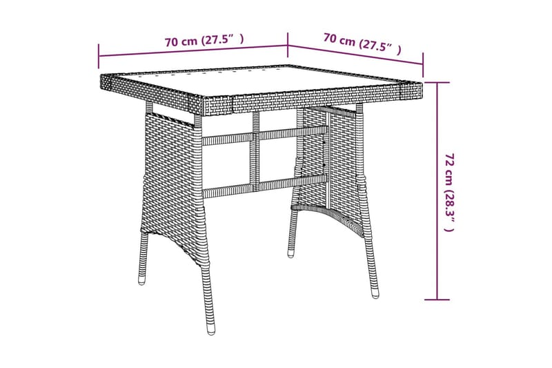Matbord för trädgård grå 70x70x72cm konstrotting massiv akac - Grå - Matbord utomhus