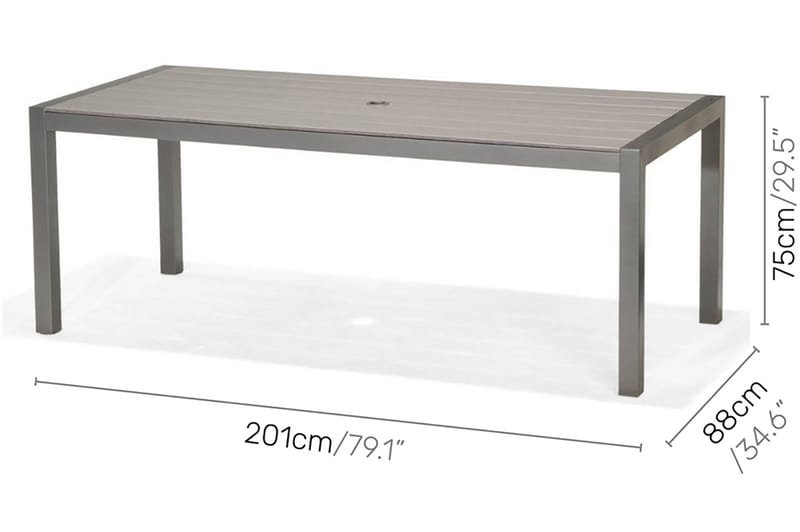 Matbord Solana 201 cm - Grå - Matbord utomhus
