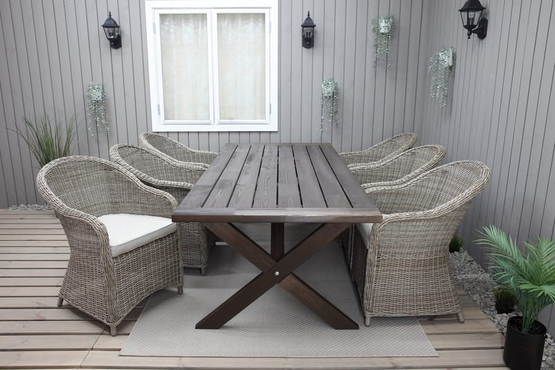 Matbord Utomhus Hains Fasta 220 cm - Brun - Utemöbler & utemiljö - Utebord & trädgårdsbord - Matbord utomhus