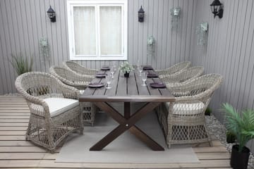 Matbord Utomhus Hains Fasta 220 cm - Brun - Utemöbler & utemiljö - Utebord & trädgårdsbord - Matbord utomhus