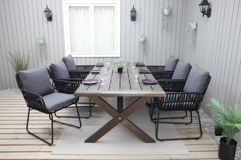 Matbord Utomhus Hains Fasta 220 cm - Brun - Utemöbler & utemiljö - Utebord & trädgårdsbord - Matbord utomhus