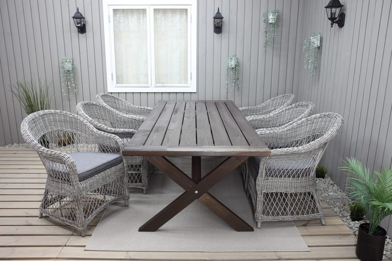 Matbord Utomhus Hains Fasta 220 cm - Brun - Utemöbler & utemiljö - Utebord & trädgårdsbord - Matbord utomhus