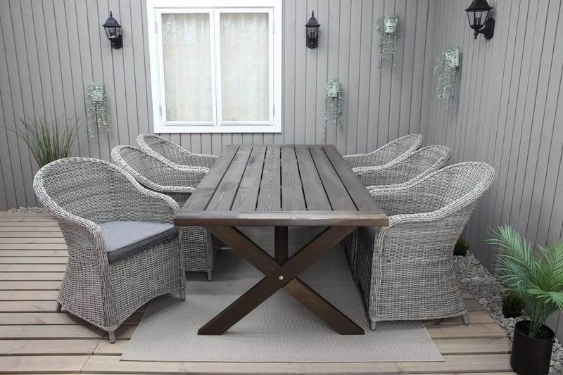 Matbord Utomhus Hains Fasta 220 cm - Brun - Utemöbler & utemiljö - Utebord & trädgårdsbord - Matbord utomhus