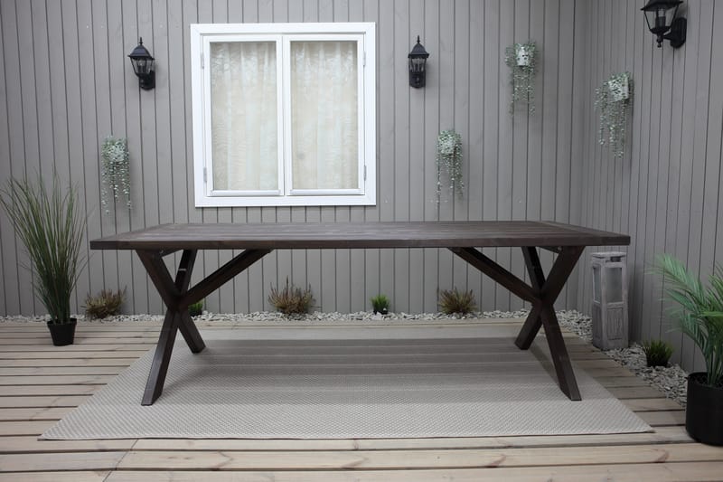 Matbord Utomhus Hains Fasta 220 cm - Brun - Utemöbler & utemiljö - Utebord & trädgårdsbord - Matbord utomhus