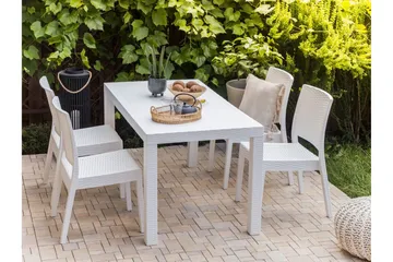 Matbord Utomhus vit 140 x 80 cm FOSSANO - Vit - Utemöbler & utemiljö - Utebord & trädgårdsbord - Matbord utomhus