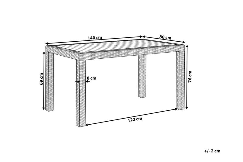 Matbord Utomhus vit 140 x 80 cm FOSSANO - Vit - Utemöbler & utemiljö - Utebord & trädgårdsbord - Matbord utomhus