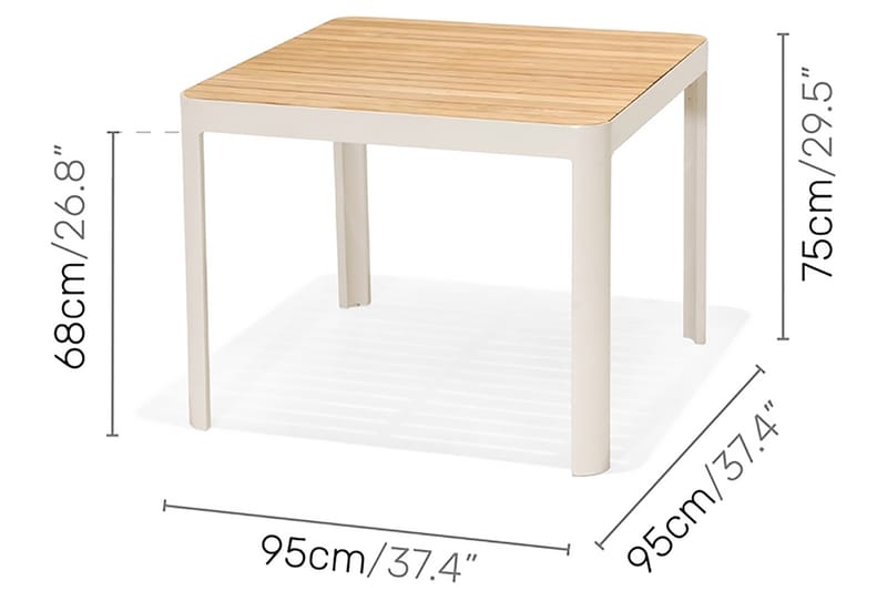 Matbord Utomhus Portals 95 cm - Vit/trä - Utemöbler & utemiljö - Utebord & trädgårdsbord - Matbord utomhus