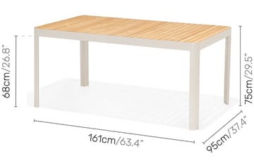 Matbord Utomhus Portals 161 cm - Teak/Vit - Utemöbler & utemiljö - Utebord & trädgårdsbord - Matbord utomhus