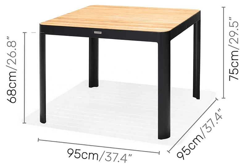 Matbord Utomhus Portals 95x95 cm - Svart/Trä - Utemöbler & utemiljö - Utebord & trädgårdsbord - Matbord utomhus