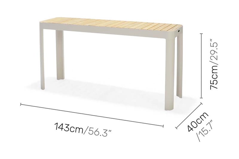 Matbord Portals 143 cm - Vit/trä - Matbord utomhus