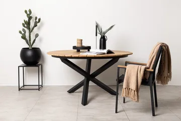 Mexico Matbord Utomhus Rund 140 cm Brun/Svart - Venture Home - Utemöbler & utemiljö - Utebord & trädgårdsbord - Matbord utomhus