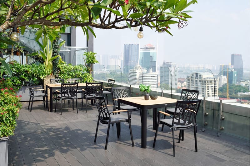 Portals Matbord Utomhus 95x95 cm - Svart/Trä - Utemöbler & utemiljö - Utebord & trädgårdsbord - Matbord utomhus