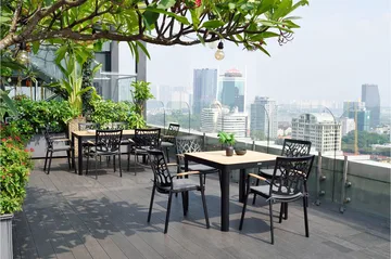 Portals Matbord Utomhus 95x95 cm - Svart/Trä - Utemöbler & utemiljö - Utebord & trädgårdsbord - Matbord utomhus