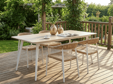 Matbord utomhus Rodallo 90x160 cm Sten - Beige/Vit - Utemöbler & utemiljö - Utebord & trädgårdsbord - Matbord utomhus