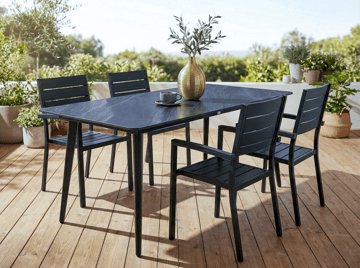 Matbord utomhus Rodallo 90x160 cm Sten - Svart - Utemöbler & utemiljö - Utebord & trädgårdsbord - Matbord utomhus