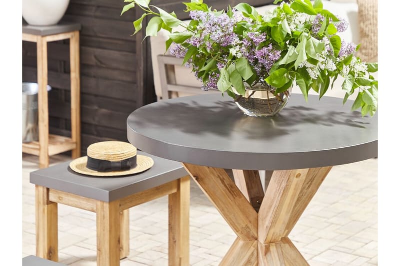 Rund Trädgårdsbord betongeffekt 90 cm OLBIA - Grå - Utemöbler & utemiljö - Utebord & trädgårdsbord - Matbord utomhus