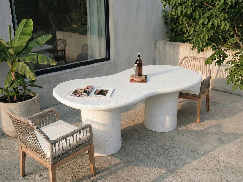 Matbord utomhus Sirmione 200 cm Terrazzoeffekt - Vit - Utemöbler & utemiljö - Utebord & trädgårdsbord - Matbord utomhus