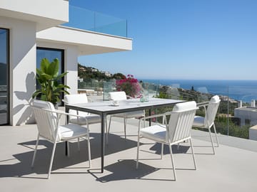 Matbord utomhus Sovareto 90x180 cm Marmoreffekt - Vit/Grå - Utemöbler & utemiljö - Utebord & trädgårdsbord - Matbord utomhus
